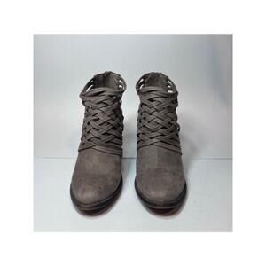 Fergalicious by Fergie Jillie Booties Women's Size 9 Gray Boho Block Heel Zip